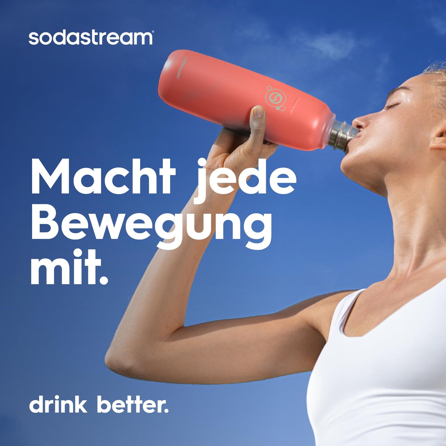 Sodastream Fizz & Go Stainless Steel Soda Bottle 0.9L Double Wall Insulated Thermos Bottle Keeps Hot & Cold for Carbonated Drinks Compatible with DUO, TERRA, ART, ENSO, Papaya Orange - 1062418440