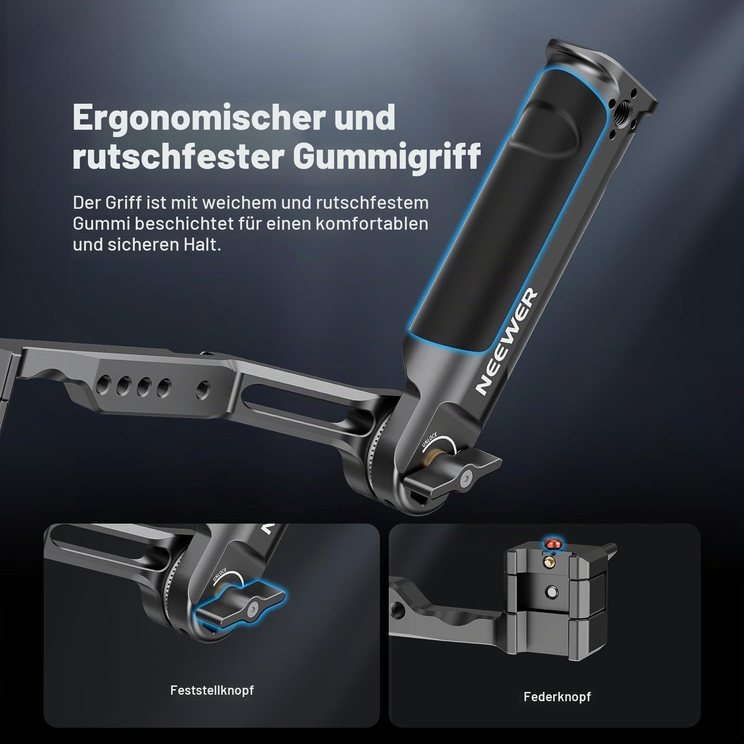 NEEWER RS4 RS3 adjustable gimbal carrying handle with NATO rail, compatible with DJI RS4/RS4Pro/RS3/RS3Pro/RS3Mini/RS2/RSC2/Ronin S/Ronin SC for shooting from low angles, max. load capacity 6kg, ST49 - 10104118