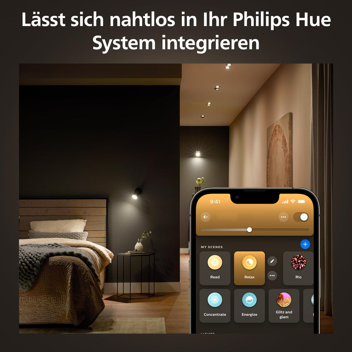 Pachet spot cu LED Philips Hue White Ambiance GU10 de 2 (400lm), lămpi LED reglabile pentru sistemul de iluminat Hue cu lumină albă caldă, control inteligent al luminii prin voce și aplicație - 929003666702