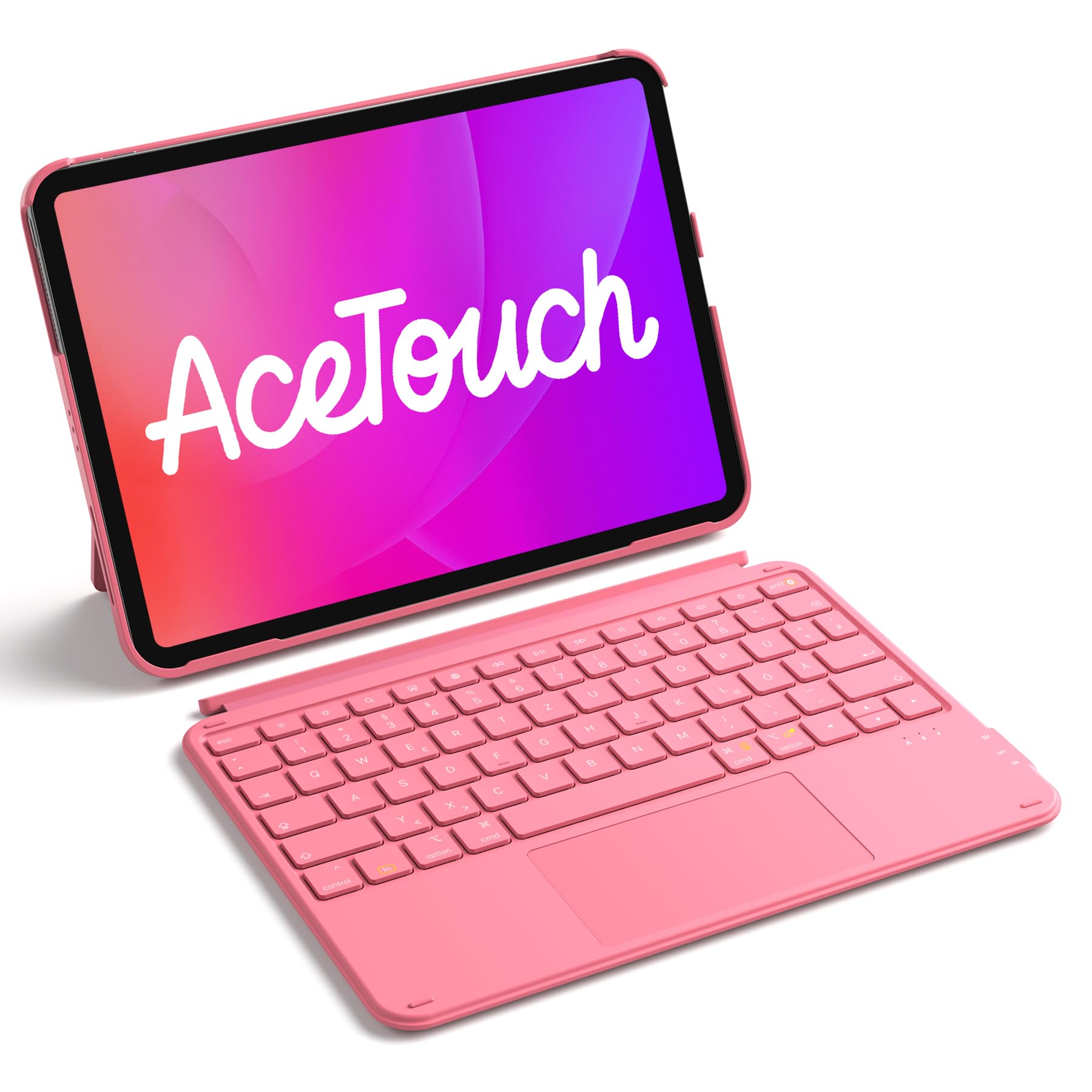 Inateck case with keyboard, ultralight keyboard for iPad 10/11 generation A16 2025 11 inch, iPad Air 11" M3/M2 (2025/2024), Air 5/4, Pro 11 4/3/2/1, removable, with touchpad, QWERTZ, AceTouch KB04122 - KB04122-G-DE