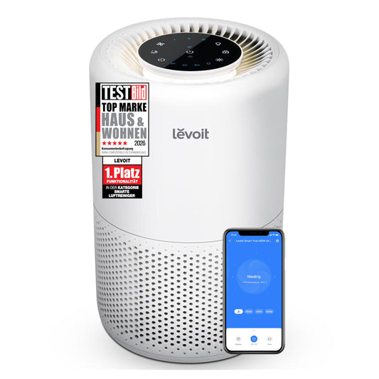 Levoit air purifier 3-in-1 HEPA filter, air filter against mold, dust, pollen and odors, air purifier for bedrooms, app control and timer, sleep mode and night light, up to 31.5㎡, matt white - Core