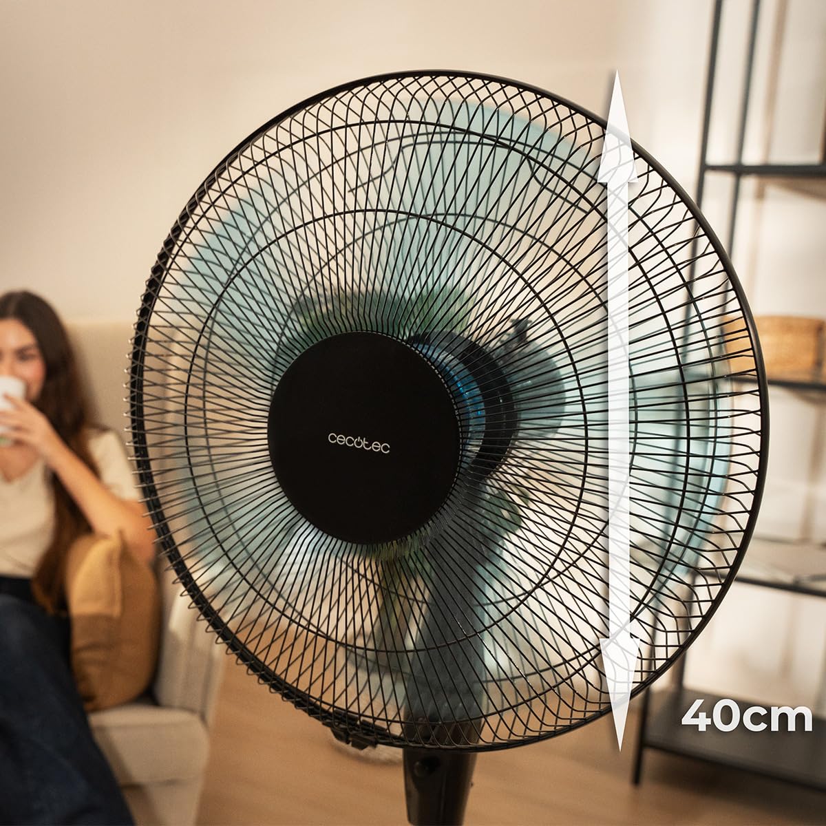 Cecotec pedestal fan 515 WindLite Pro. 56W power, 3 speeds, automatic oscillation, 40cm diameter, 5 aerodynamic blades for even air circulation - A01_EU01_123562