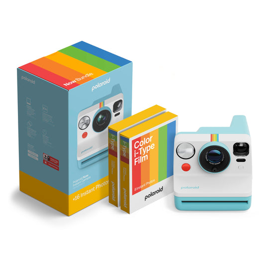 Polaroid - Instant Camera - Now Gen3 - Artic Blue + Color Film Bundle (16 Photos) - 6644