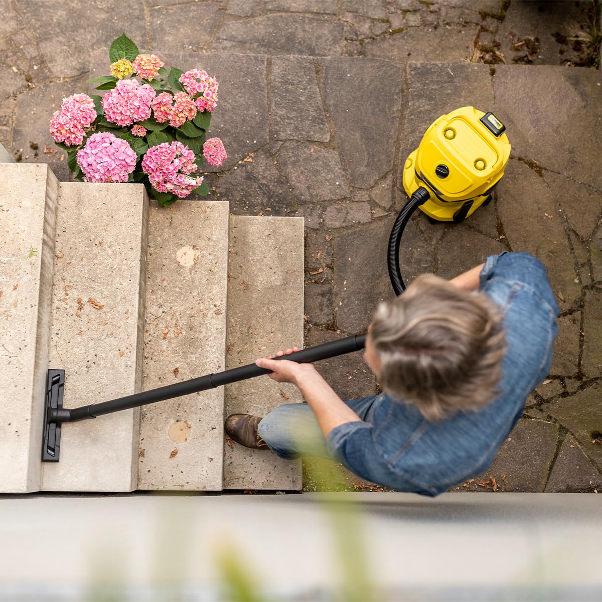 KÄRCHER Battery Wet/Dry Vacuum Cleaner WD 2-18, including filter, crevice and wet/dry suction nozzle, 225 Watts, plastic container: 12 l, suction hose: 1.8 m, without battery, without charger, Yellow - 1.628-500.0