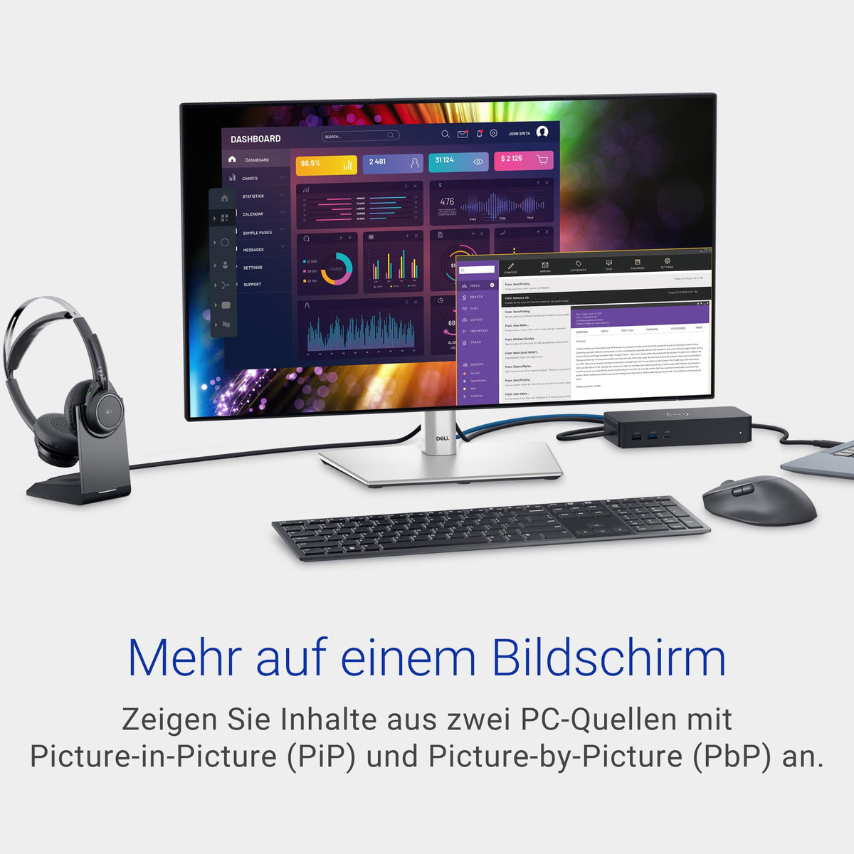 Dell UltraSharp 27 Monitor - U2724D, QHD (2560x1440), 120Hz, IPS Black