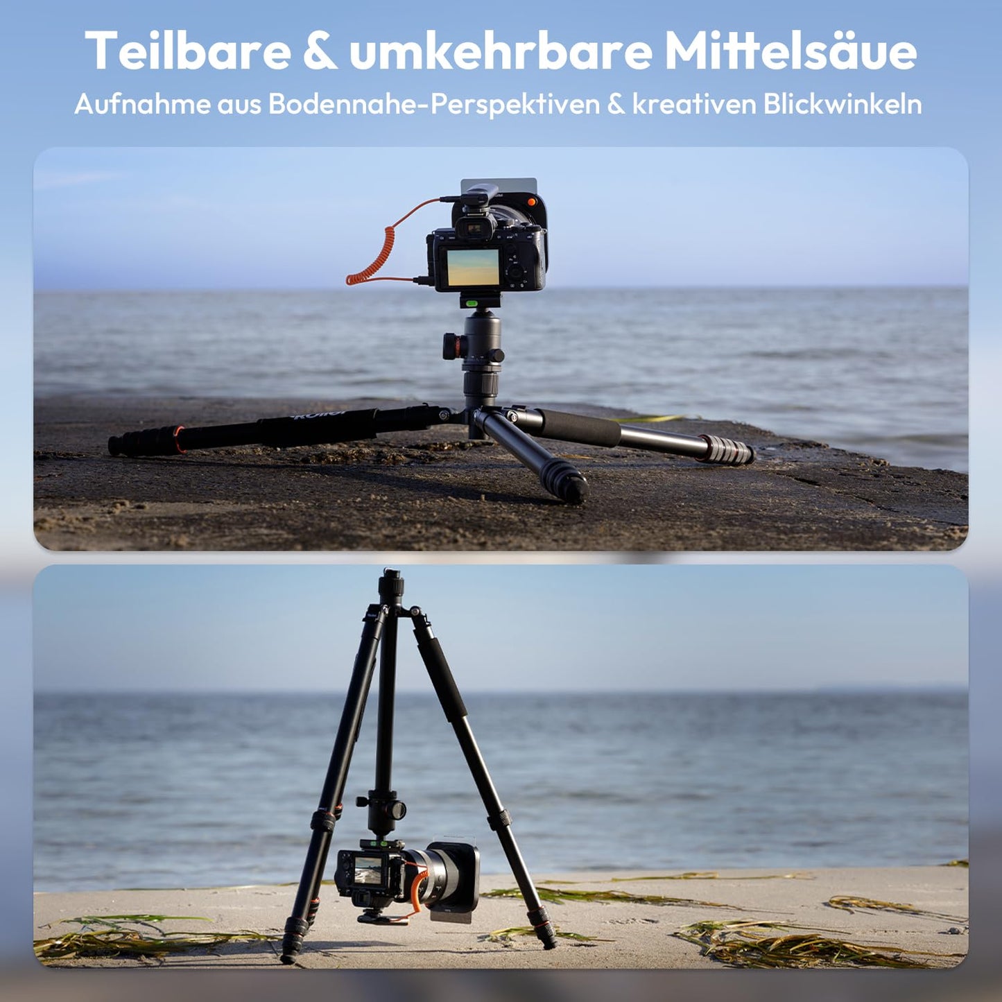 Rollei C6i Tripod Camera Black, 171.5 cm Photo Tripod Made of Aluminum Compact Tripod with Ball Head & Bag Arca Swiss Compatible for DSLR Tripod with Monopod Function, Camera Tripod Tripod - 26936