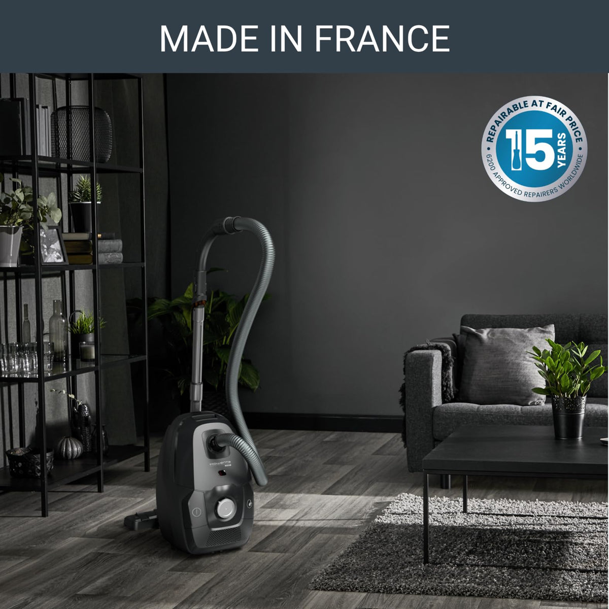 Rowenta Green Force Max Silence Bagged Vacuum Cleaner, 900 Watts, 4.5 L Dust Bag, 99.98 Percent HEPA Filtration, 12 m Action Radius, Compact Design, including Accessories, Black, RO6136 - RO6136EA