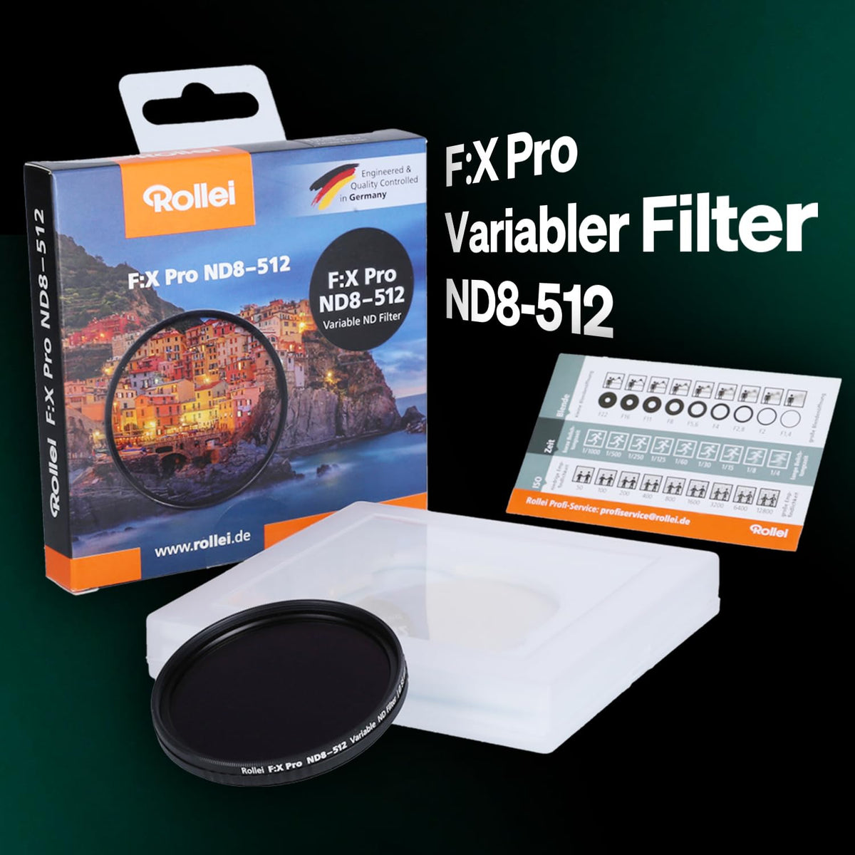 Rollei 82mm F:X Pro Variable ND8-ND512 round filter made of glass - 26459