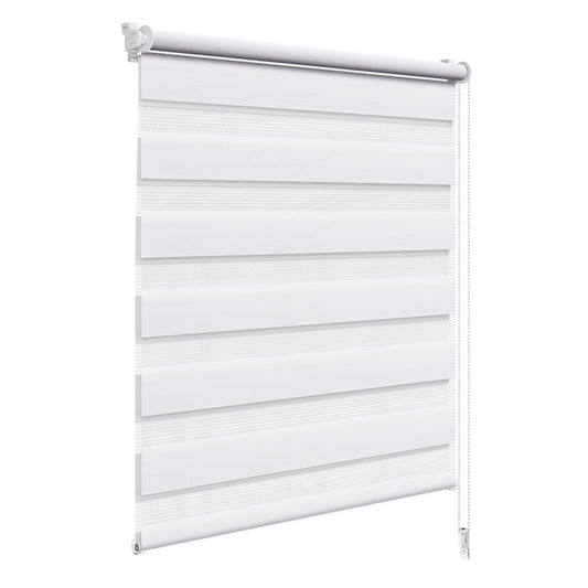 WOLTU double roller blind Klemmfix without drilling white W 110 x H 120 cm, duo roller blind translucent window roller blind for darkening inside, zebra roller blind with chain pull - side pull roller blind for windows and doors - DR5626ws15
