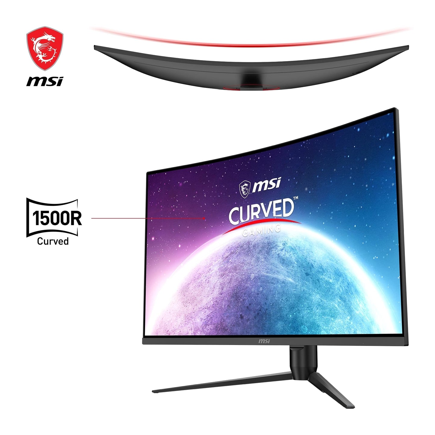MSI G32CQ5P 31.5 inch (80cm) WQHD Curved Gaming Monitor - 1500R 2560 x 1440 VA panel, 170Hz / 1ms, Adaptive Sync, 3-way adjustable stand - DP 1.2a, HDMI 2.0b CEC - 9S6-3DB44H-027