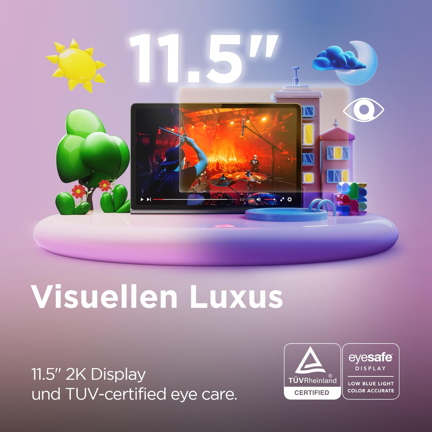 Lenovo Tab Plus Tablet | 11.5'' 2K Touch Display | JBL sound system with 8 speakers | Mediatek Helio G99 | 8GB RAM | 128GB storage | Android 14 | gray - ZADX0075DE