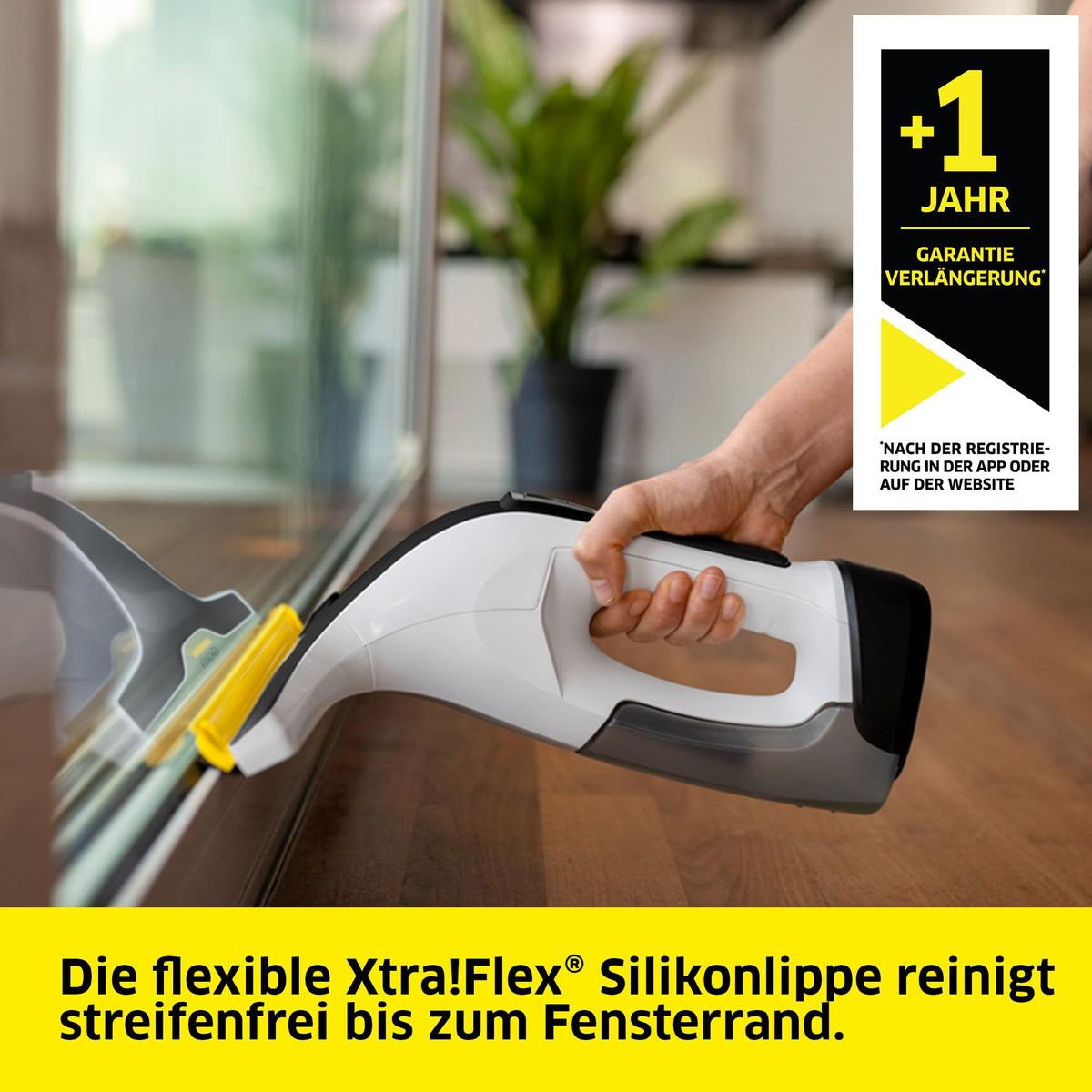 KÄRCHER Window Vacuum WV 8 Signature Line with Xtra!Flex® silicone lip, battery life: 55 min, dirty water tank: 150 ml, 2 suction nozzles, adjustable spray bottle with 2 microfiber cleaning pads. - 1.633-785.0