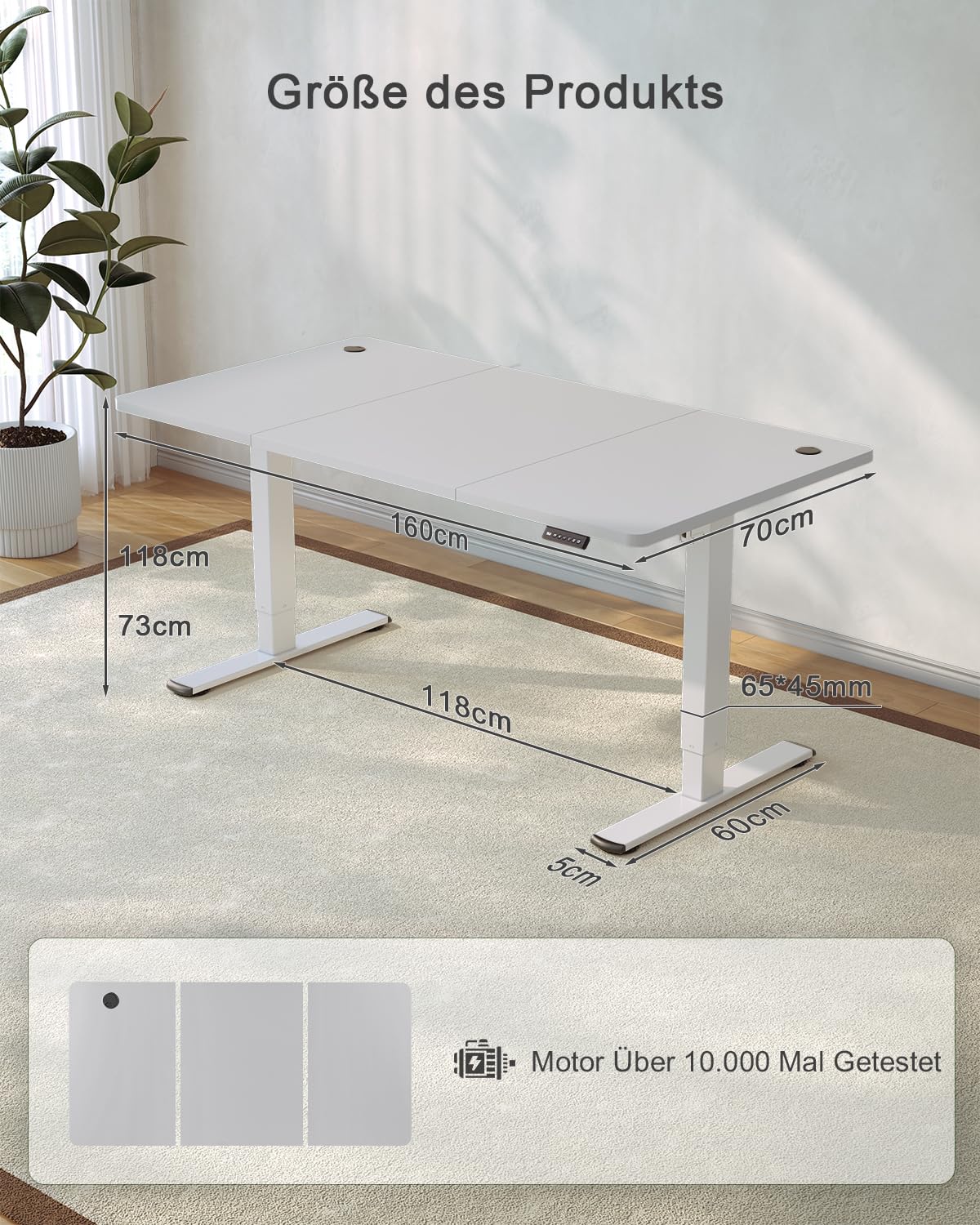 JUMMICO Birou reglabil pe înălțime cu port de încărcare USB, birou reglabil pe înălțime electric 160 x 70 cm, masă stand-sit, birou standing, masă reglabilă pentru computer, birou standing, gri - 0403