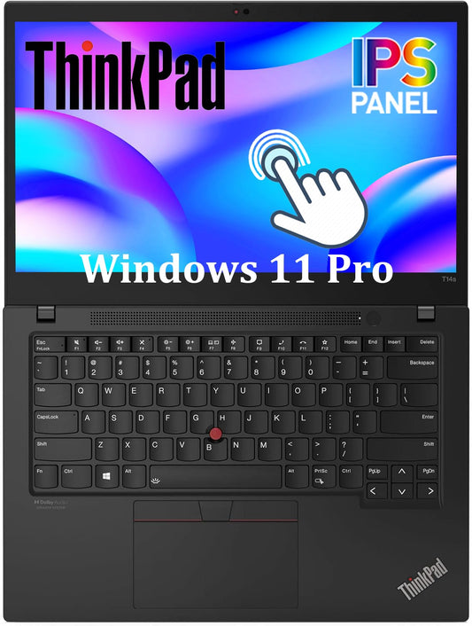 Lenovo ThinkPad T14s Gen 2 Touchscreen Laptop, 14 Inch FHD (1920x1080), Intel Core i7-1185G7, 32 GB RAM, 512 GB SSD, QWERTY Keyboard, Windows 11 Pro (Refurbished)