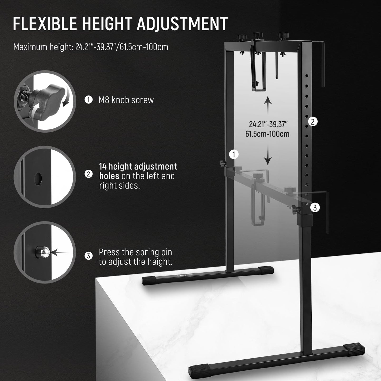 NEEWER Overhead Camera Mount for Top-Down Shooting, Steel Table Top, Multiple Mounting Platform for Flatlay Photography Light Cooking Drawing Crafts, for Tables≥1m Length ST100