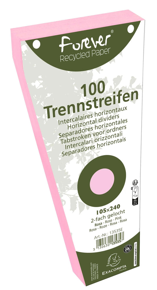 Exacompta - Ref. 13535E - Box of 6 packs of 100 trapezoidal registers, plain, perforated, 105 x 240 mm, pink - 42007762836918