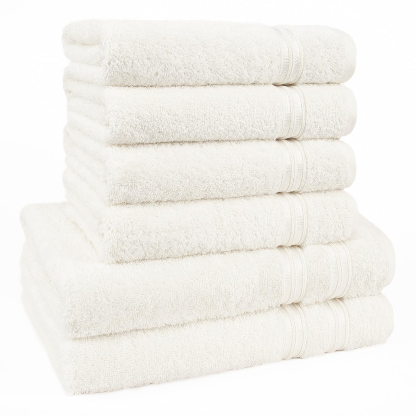 Hammetex set of 6 towels - 2 bath towels 70x140 cm & 4 hand towels 50x100 cm - 100% cotton terry - Oeko-TEX certified - soft, absorbent - with hangers, cream - RN67