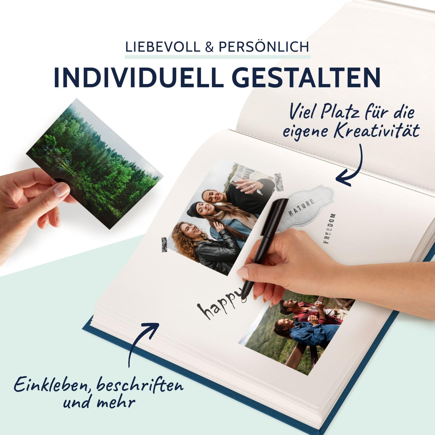 goldbuch 31711 photo album, Summertime, 30 x 31 cm, photo book with 100 white pages & glassine dividers, photo album made of linen, memory album, light blue