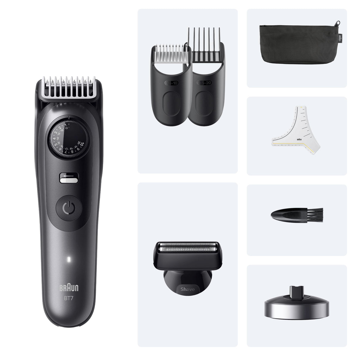 Braun Beard Trimmer Series 7, Cordless Beard Trimmer for Men, BT7535, Gray