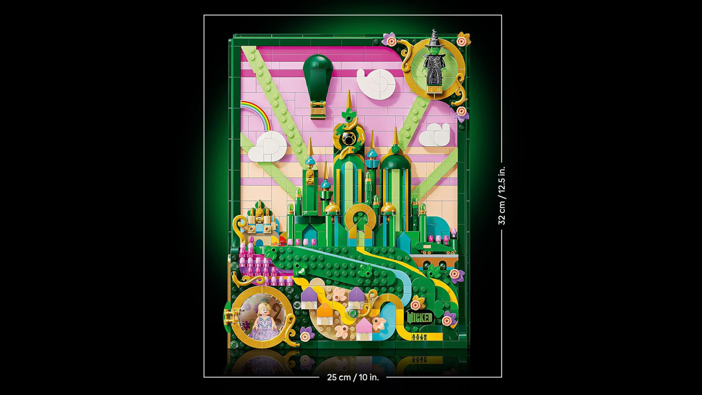 LEGO Wicked Emerald City wall art - 3D model for adults - model building with 6 minifigures including Dorothy and Toto dog figure - DIY decoration for the living room - gift for film fans - 75685