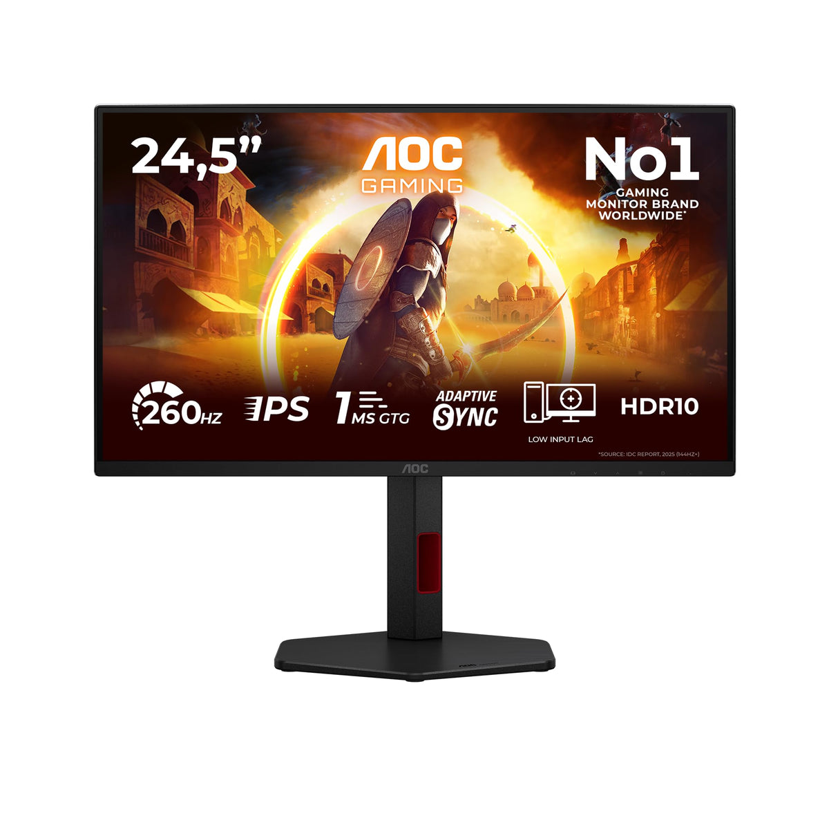 AOC 25G4ZR Monitor de 25 inch FHD, 260Hz, panou Fast IPS, 1ms GtG, Adaptive Sync, HDR10, compatibil G-Sync, ajustare pe înălțime, (1920x1080 HDMI 2X 2.0 DP 1x 1.4) negru