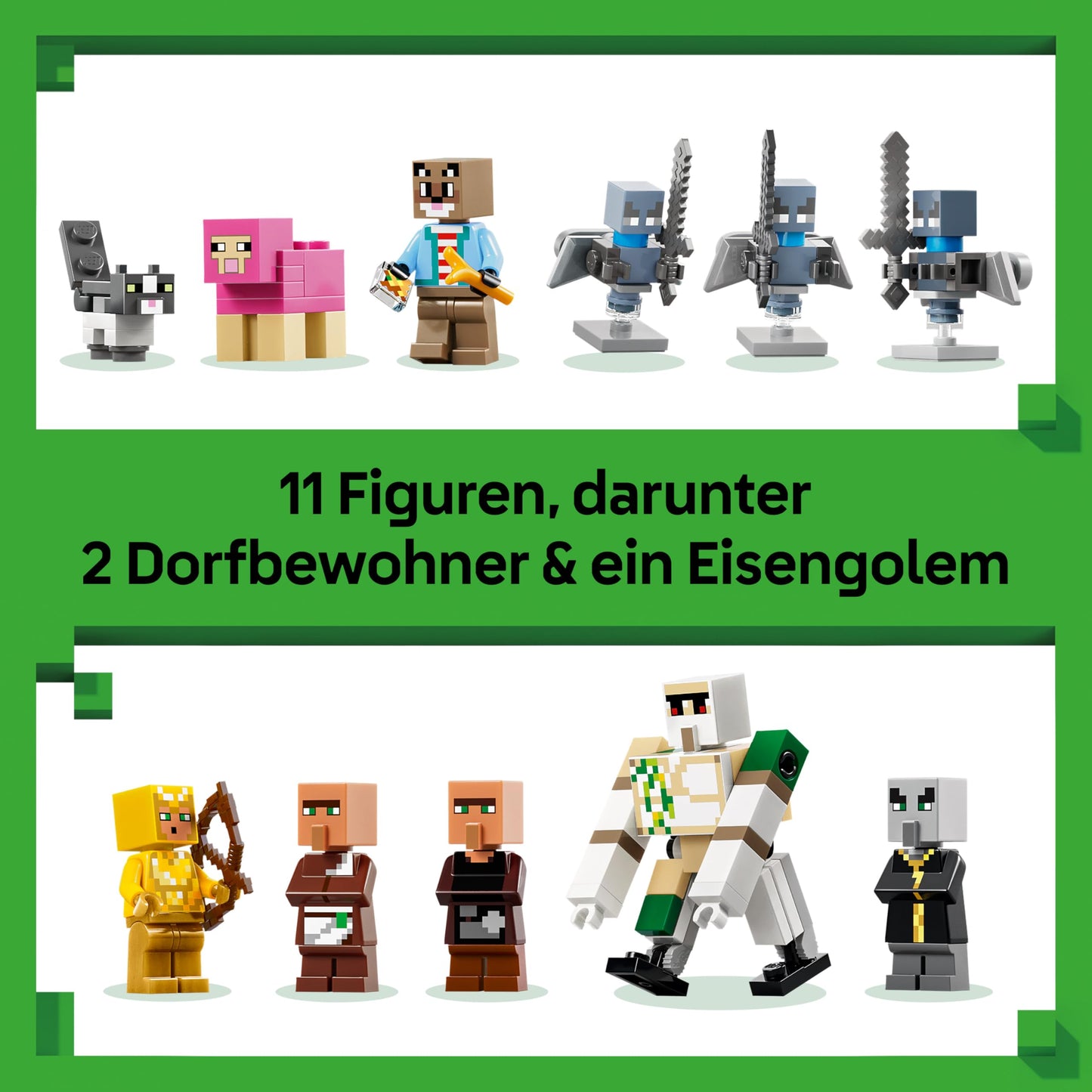 LEGO Minecraft Attack of the Magician on the Village - Model with Garden - 11 Figures Including Bricklayer & Iron Golem - Room Decoration for Children - Gaming Gift for Boys, Girls and Fans from 9 Years - 21596