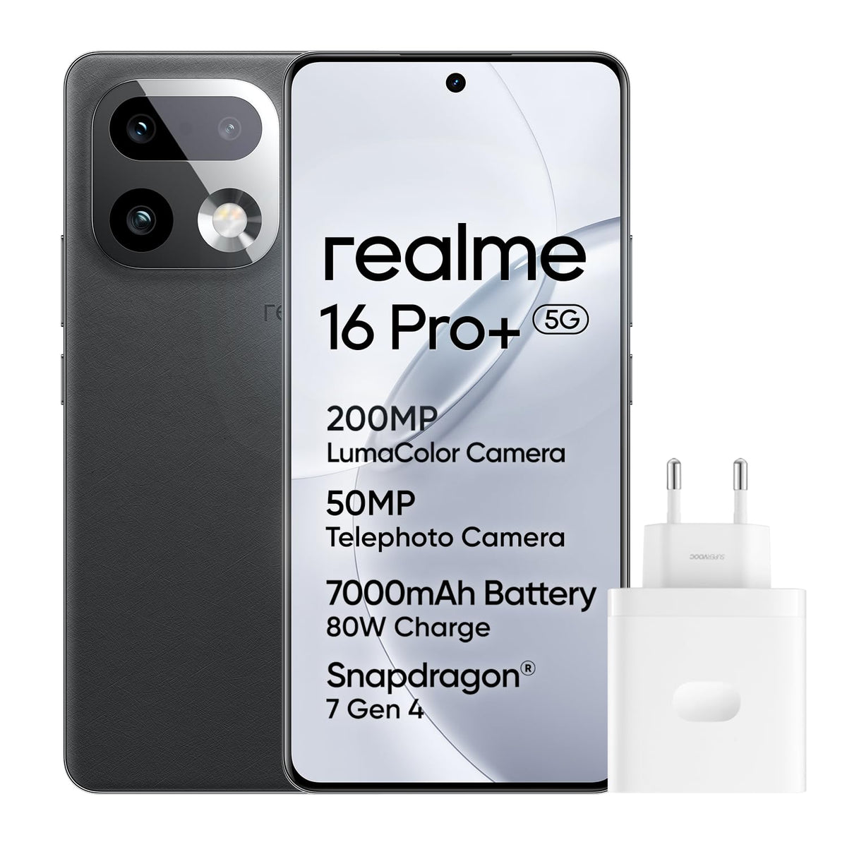 realme Smartphone 16 Pro+ 5G 256GB 8GB Master Grey INT+NFC RMX5131 EU AMZ - 6941764482913