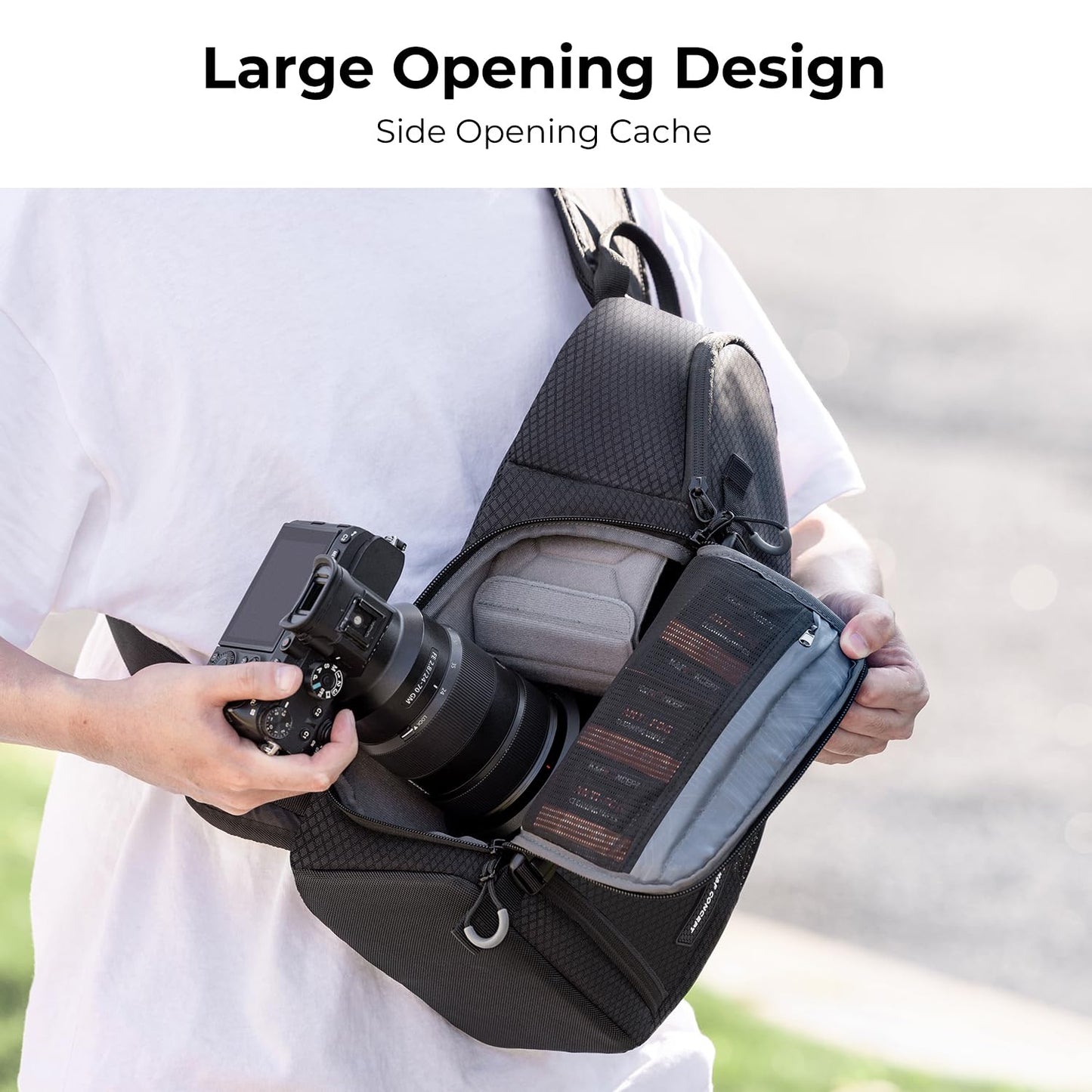 K&F CONCEPT Camera Shoulder Bag Waterproof Camera Travel Bag Photo Backpack Camera Shoulder Bag Quick Access Photo Backpack Black - KF13.141JP