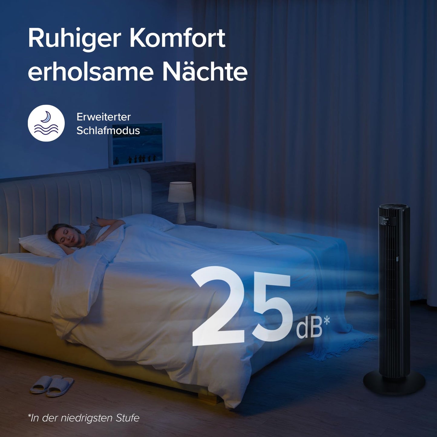 Levoit - Smart APP Tower Fan Quiet Fan for Bedroom - 4 Modes/12 Levels/12 Hour Timer - Remote Control & Cooling - 7.9m/s - Sensor & Voice Control Stand Fan - Black, 106 cm - LTF-F422S-KEU