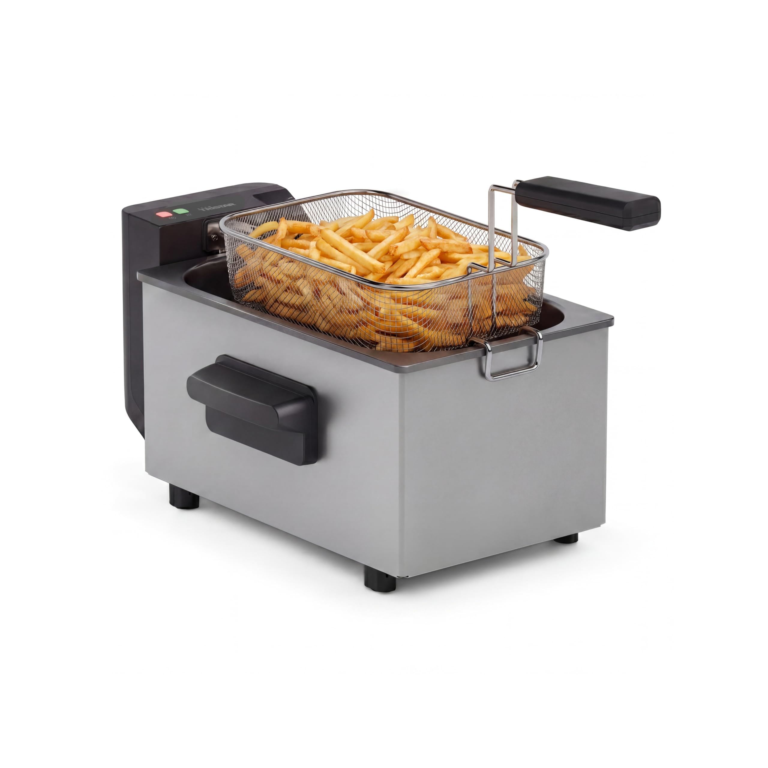 Tristar stainless steel deep fryer, 3L capacity, temperature control up to 190°C, cold zone, dishwasher-safe parts, cool-touch housing, easy to clean, FR-9326