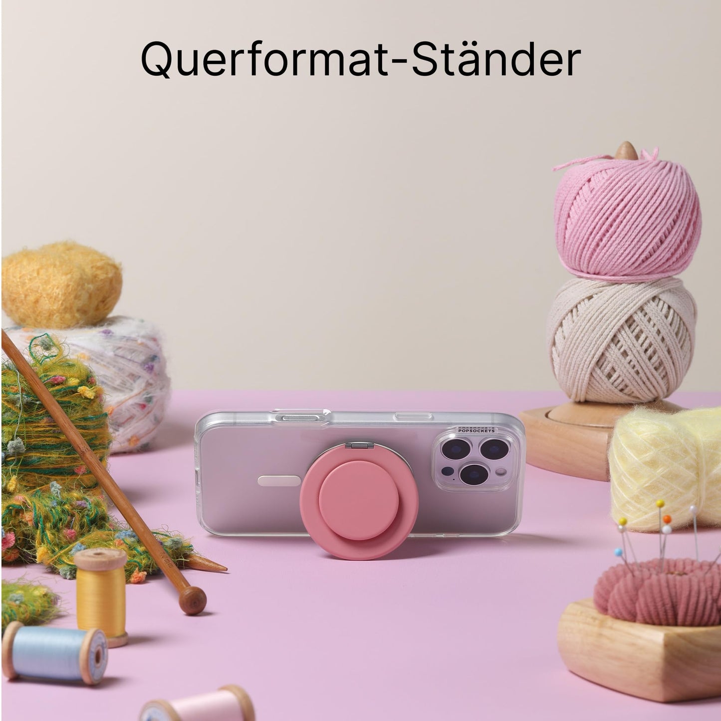PopSockets Kick-Out Grip for MagSafe, Adjustable Stand for Portrait or Landscape Format, Magnetic Holder, Pink - Putty - 807624