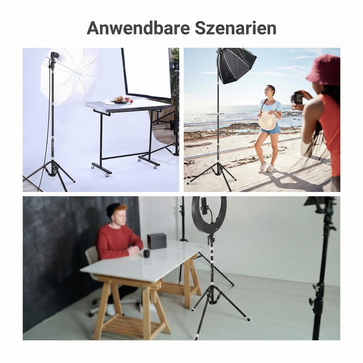 NEEWER Carbon Fiber Light Tripod with Reversible Legs, 35"-102" Portable Lightweight Photo Tripod for Flash Light Softbox Ring Light Action Camera DSLR Streaming Shooting, 6.6lb/3kg Max Load, ST260C