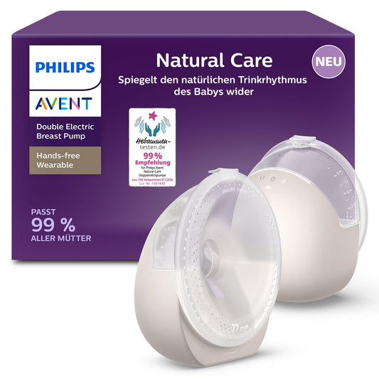 Philips Avent Natural Care Hands-free portable electric double breast pump – mimics the baby's drinking rhythm, SkinSense breast cushions for ultimate comfort, hospital quality, SCF495/11