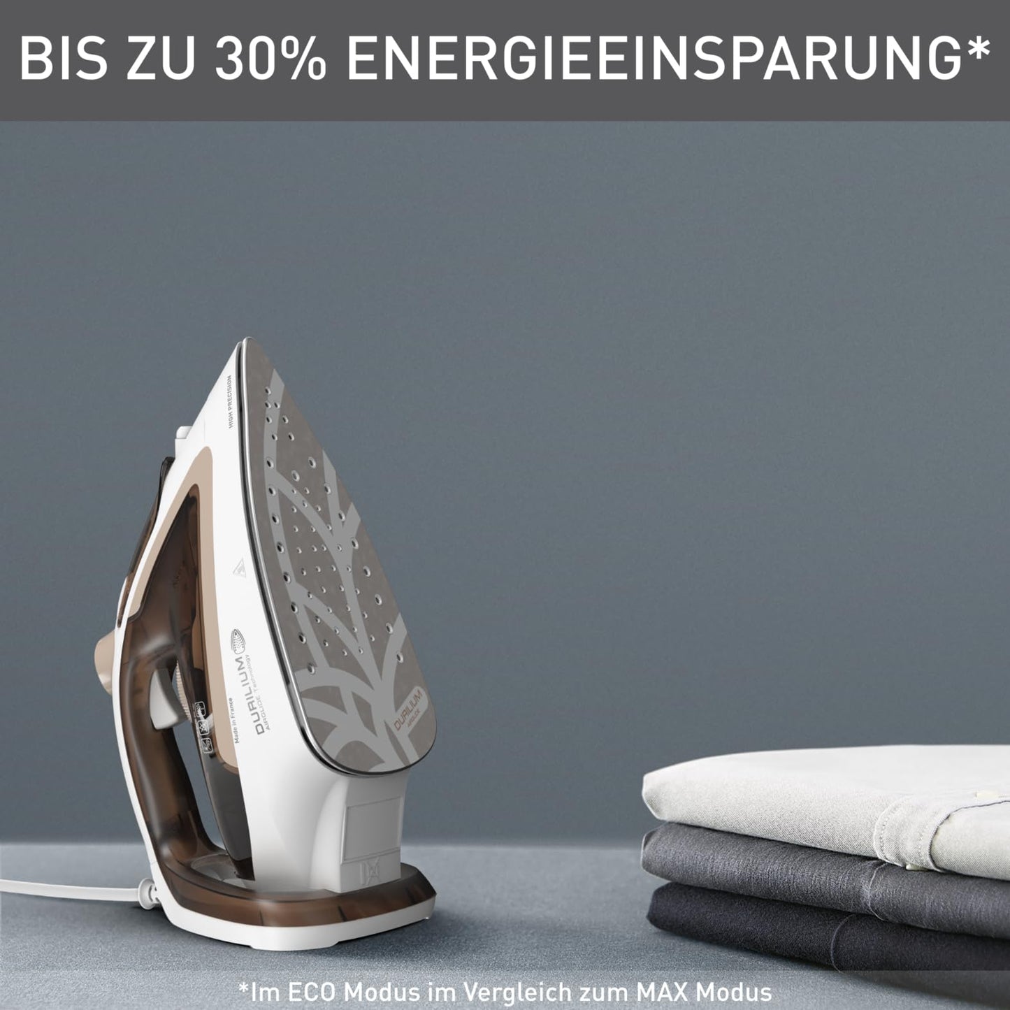 Tefal Easygliss Eco steam iron, 2800 watts, 240 g/min. Steam burst, 50 g/min. automatic steam, vertical steam, Durilium AirGlide soleplate, 88% recyclable, eco mode, mocha/white, FV5780 - FV5780E1