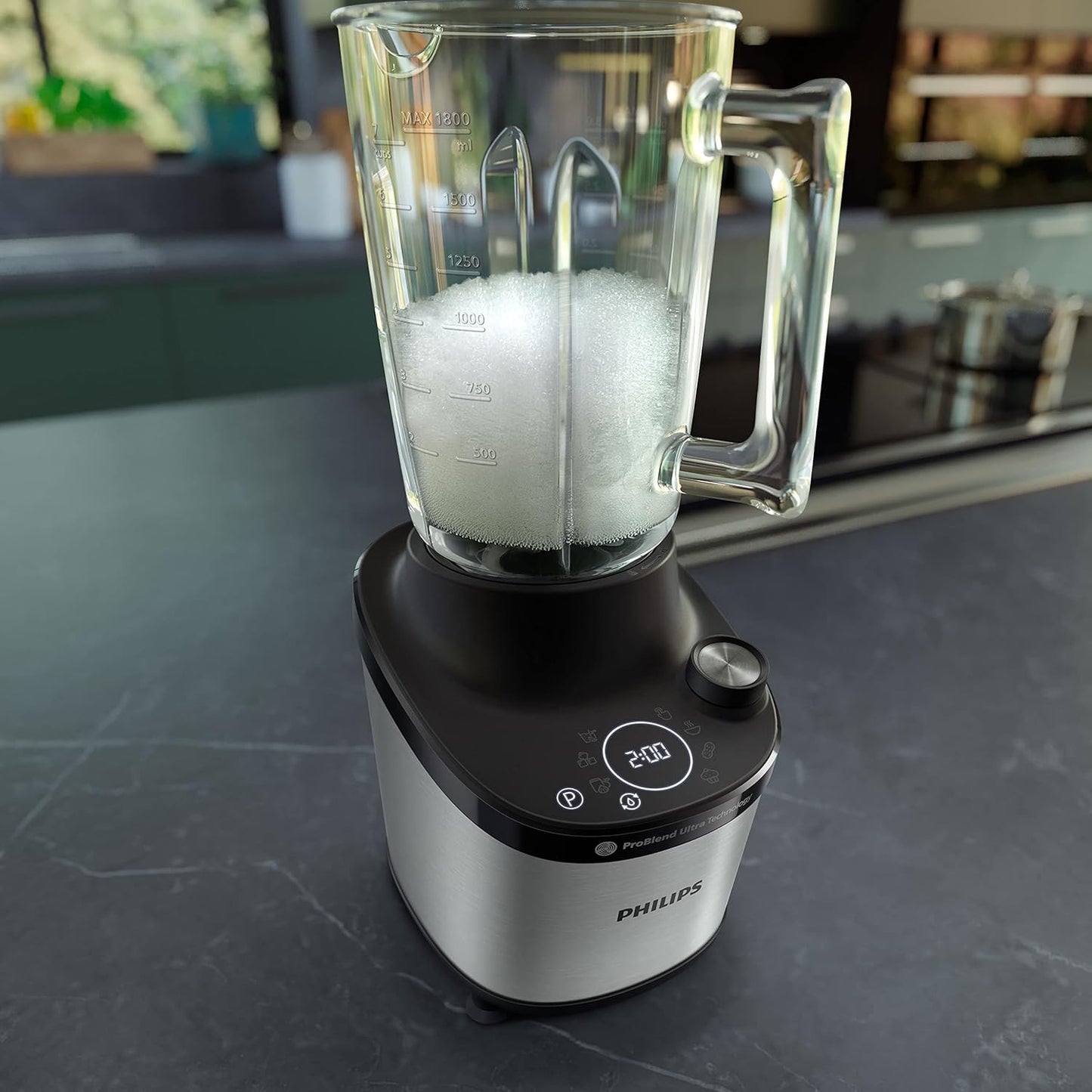 Philips 7000 Series High Performance Blender - ProBlend Ultra Technology, 1,500 W, 2 L Glass Container, Quick Select Programs for Smoothies & Soups, HomeID App, Dishwasher Safe Parts (HR3760/10)