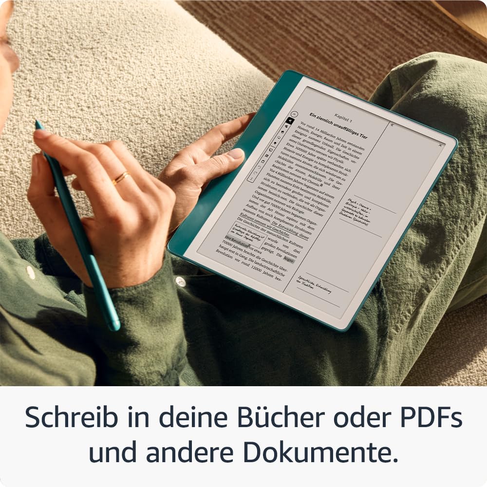 Amazon Kindle Scribe (64 GB) – Innovative display with even bezels | Just write in books and documents | With notebook summary | With premium stylus – jade green metallic - C4A6T4
