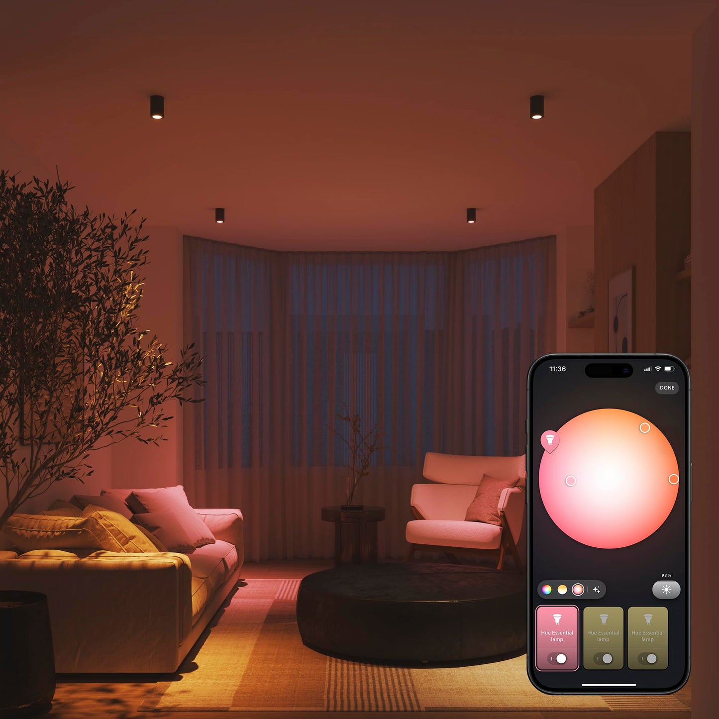 Philips Hue Essential Smart LED GU10 Spotlight, white and colored, 2200K-6500K, 345 lumen energy-saving lamp, dimmable, LED bulb compatible with Alexa, Google Assistant, and Apple Home, pack of 1 - 929004235701