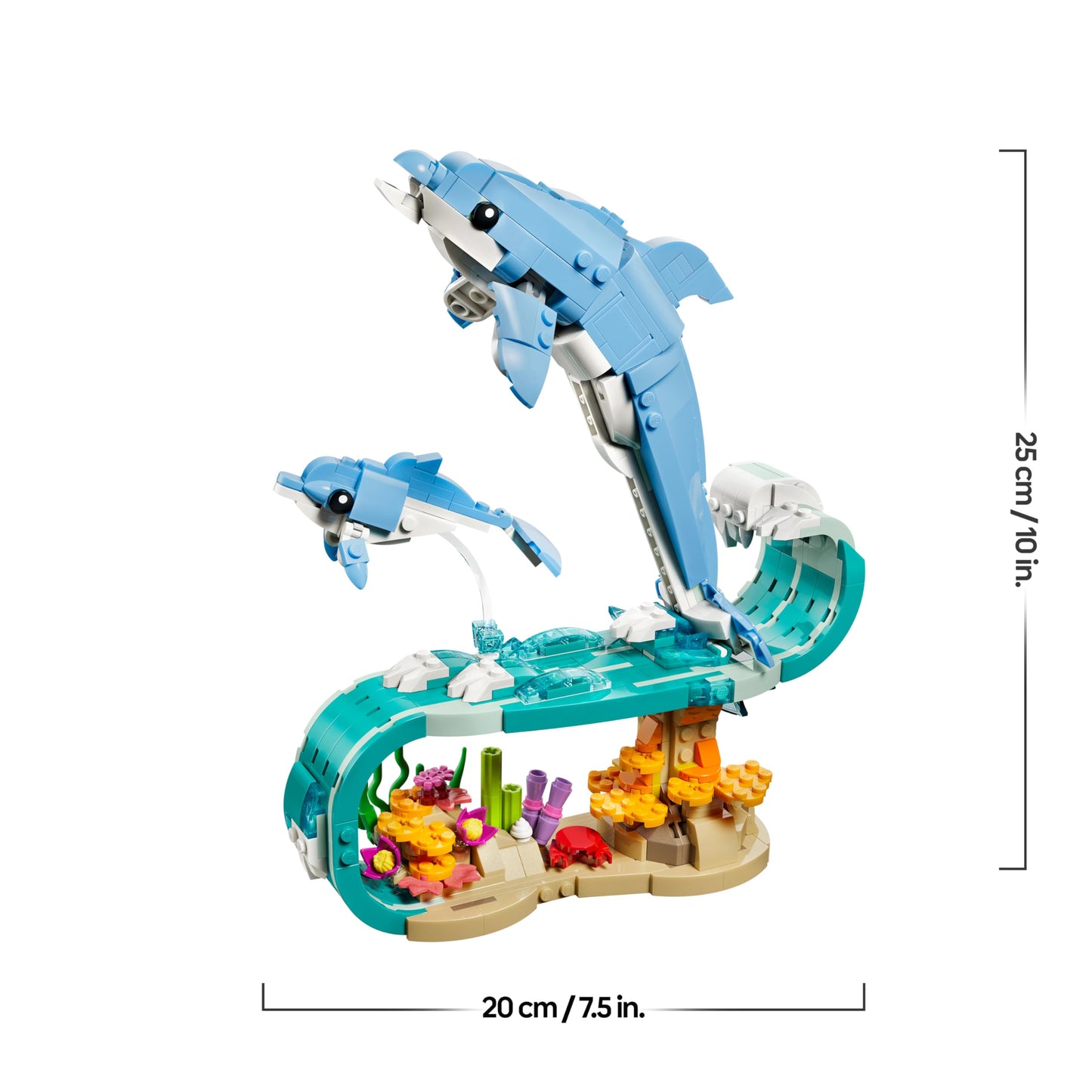 LEGO Creator 3-in-1 Sea Creatures Set: Beautiful Dolphins - Animal Figures - Set with 3 Options: Dolphins, Seahorses & Crab - Toys for Ages 9+ - Gift for Girls & Boys - 31385