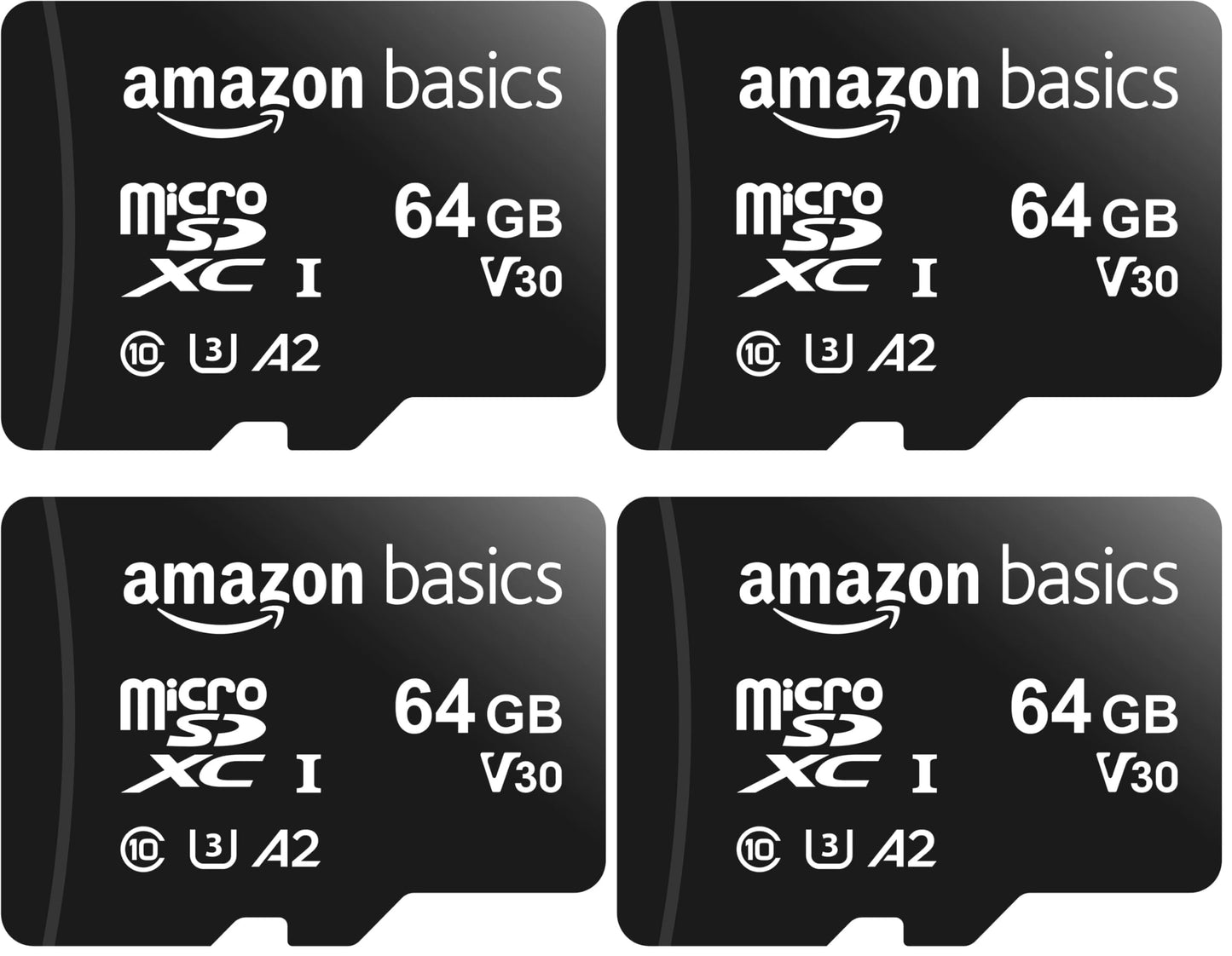 Amazon Basics microSDXC Memory Card with Adapter Full Size A2 U3 Read Speed up to 100MB/s 64GB Black (Pack of 2) (Pack of 2) - LSMICRO64GU3D