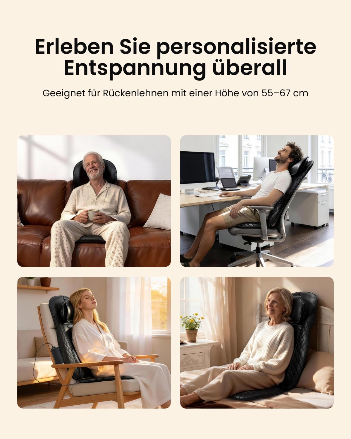 RENPHO Massagesitzauflage, dispozitiv de masaj Shiatsu pentru spate, aparat de masaj pentru spate - RF-BM066