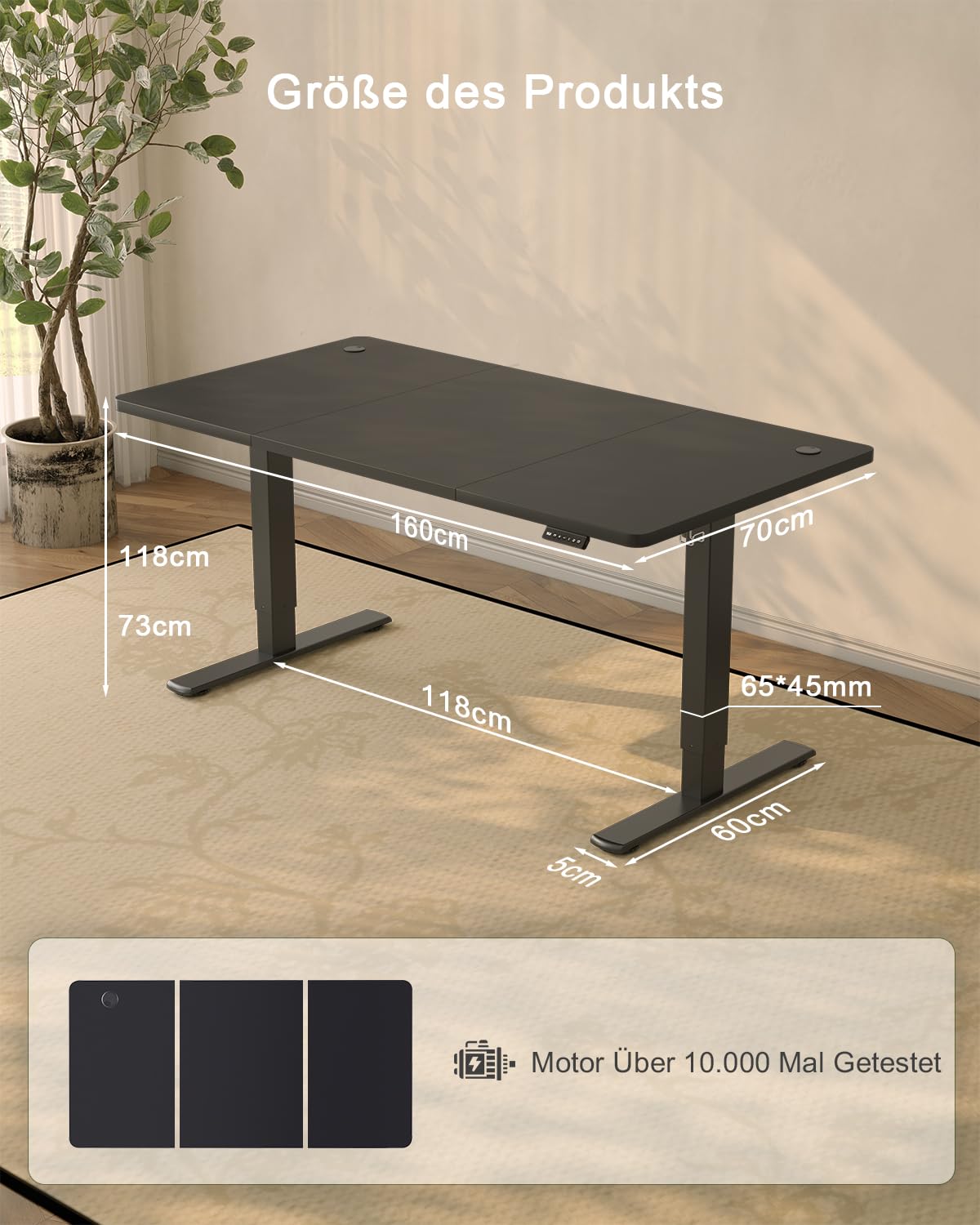 JUMMICO Birou reglabil pe înălțime cu port de încărcare USB, birou reglabil electric pe înălțime 160 x 70 cm, masă stand-sit, birou standing, masă de calculator reglabilă, birou standing, negru - 0403