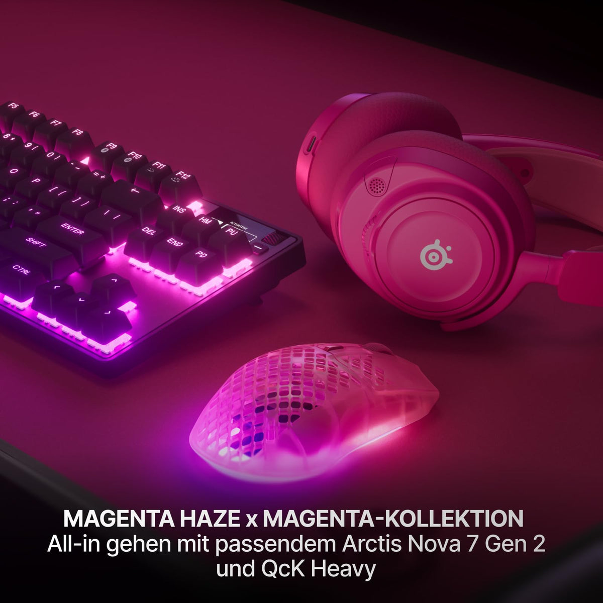 SteelSeries Aerox 3 Wireless Gen 2 – Ultra-light 68g gaming mouse, 4K polling rate, 26K DPI optical sensor, 200 hours battery life, IP54, 80 million clicks, RGB, pure PTFE glide feet, Magenta - 62716