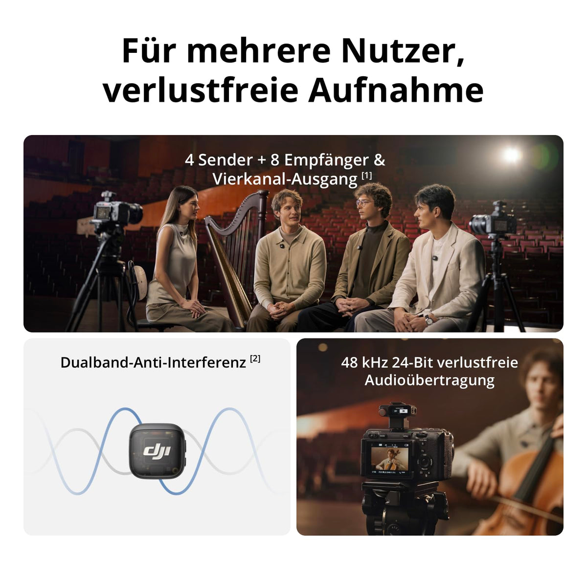 DJI Mic 3 (2 Transmitere + 1 Recepționer + Stație de încărcare), microfon wireless pentru iPhone/Cameră/Android, ultraușor, control adaptiv al câștigului pentru volum echilibrat, 28 de ore de utilizare, Vlog - 6937224171282