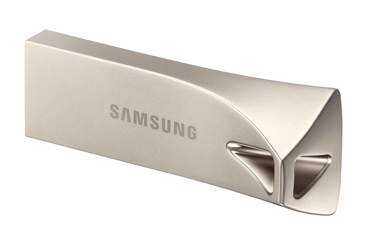 Samsung BAR Plus USB Flash Drive Type-A, 512GB, 400MB/s Read, 110MB/s Write, Durable USB 3.2 Memory Stick with Key Ring, Champagne Silver, MUF-512BE3/APC