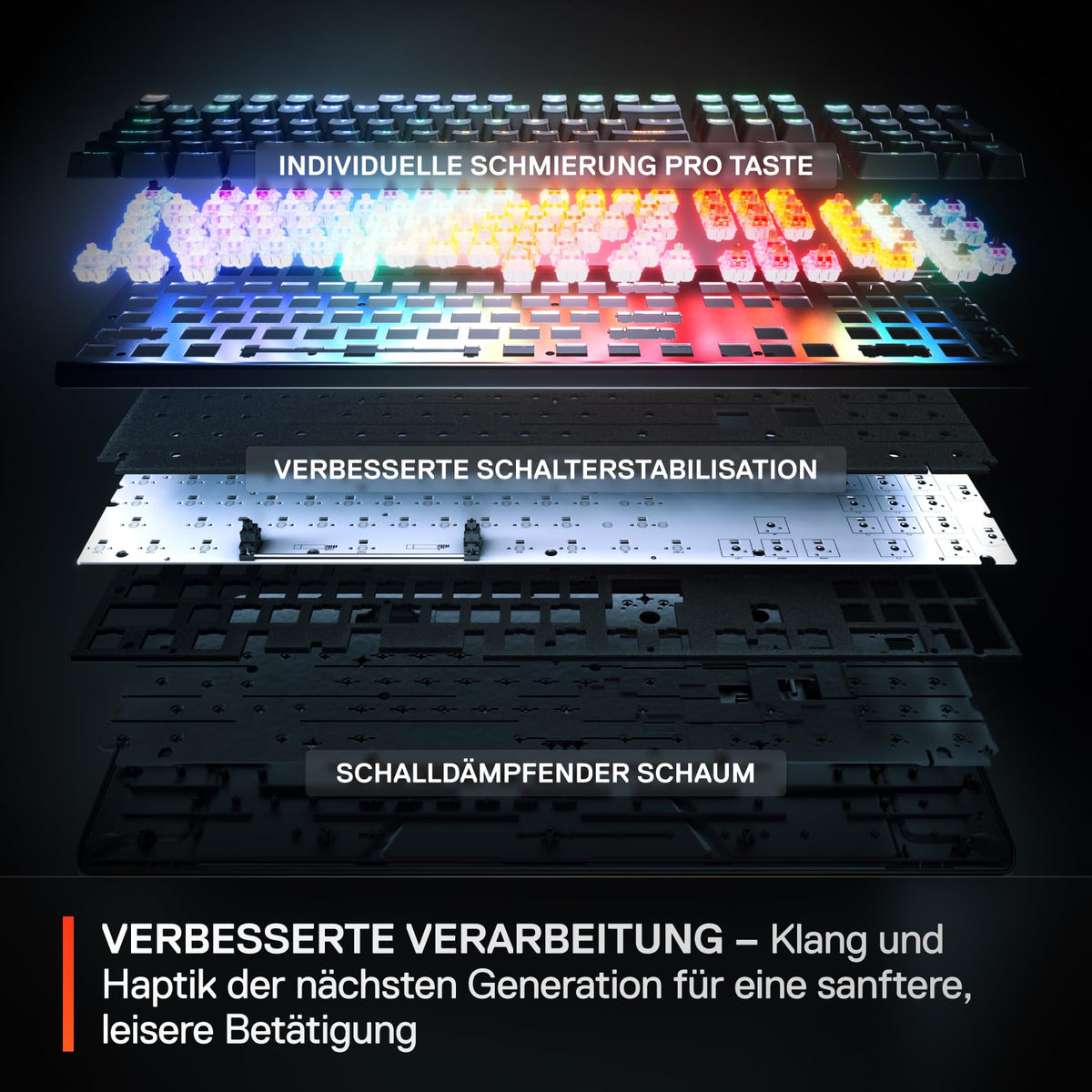 SteelSeries Apex Pro Gen 3 - Gaming Keyboard - Hall Effect Switches; OmniPoint 3.0 - Adjustable Actuation - Game-Ready Presets - Rapid Trigger, Protection Mode, Rapid Tap/SOCD - German QWERTZ - 64663