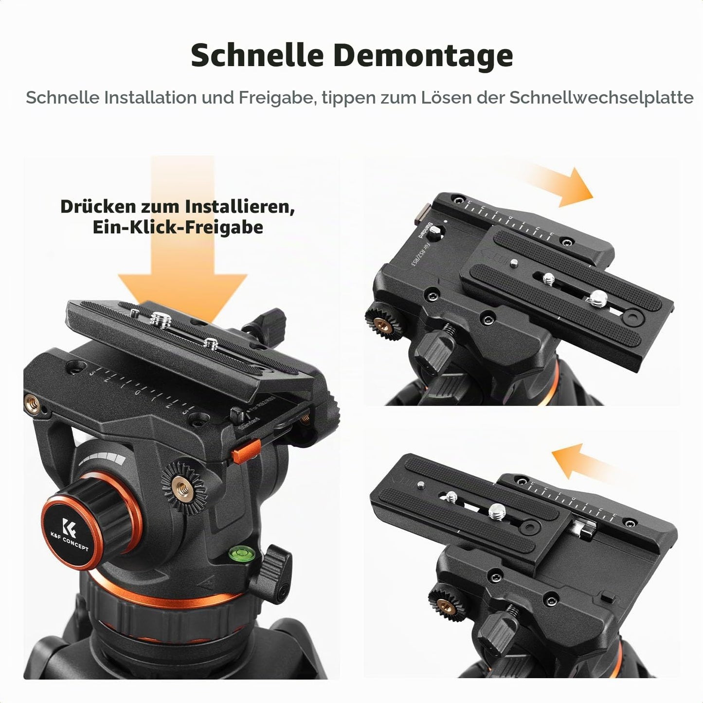 K&F CONCEPT Professional fluid head, tripod head with 360° adjustment - BV60