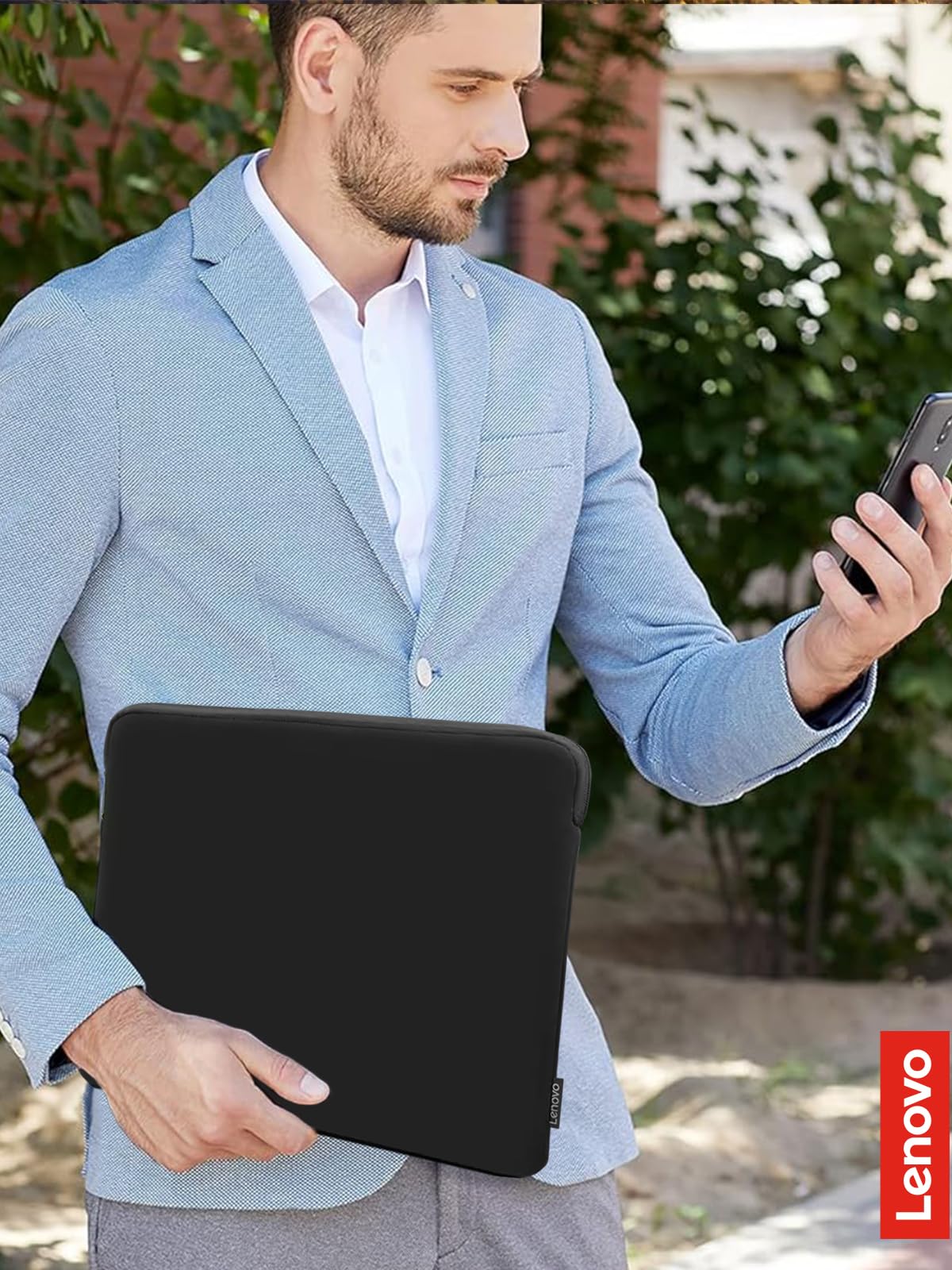 Lenovo Basic Laptop Sleeve for 39.6 cm (15.6 inch) Notebook/Tablet, compatible with MacBook Air/Pro, neoprene material, soft fleece lining, top zipper, black - GX41K07564