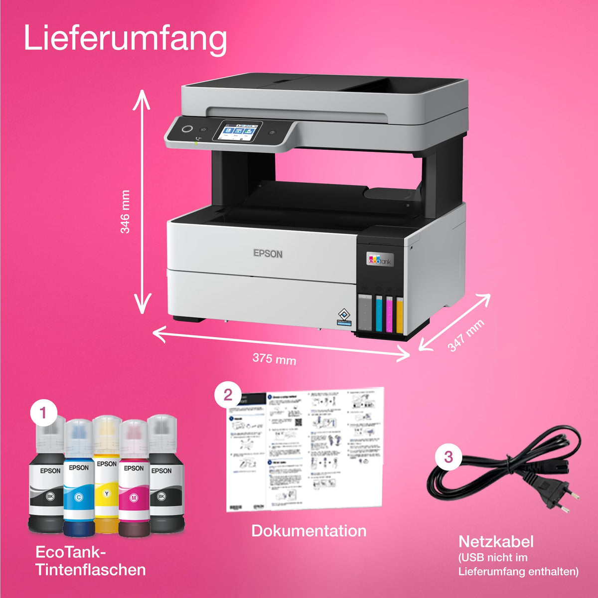 Epson EcoTank ET-5170 Ink Tank Printer | for small offices & businesses | WiFi & Ethernet | A4 | Print, Copy, Scan, Fax | Duplex Printing | 6.1 cm Touchscreen | ADF