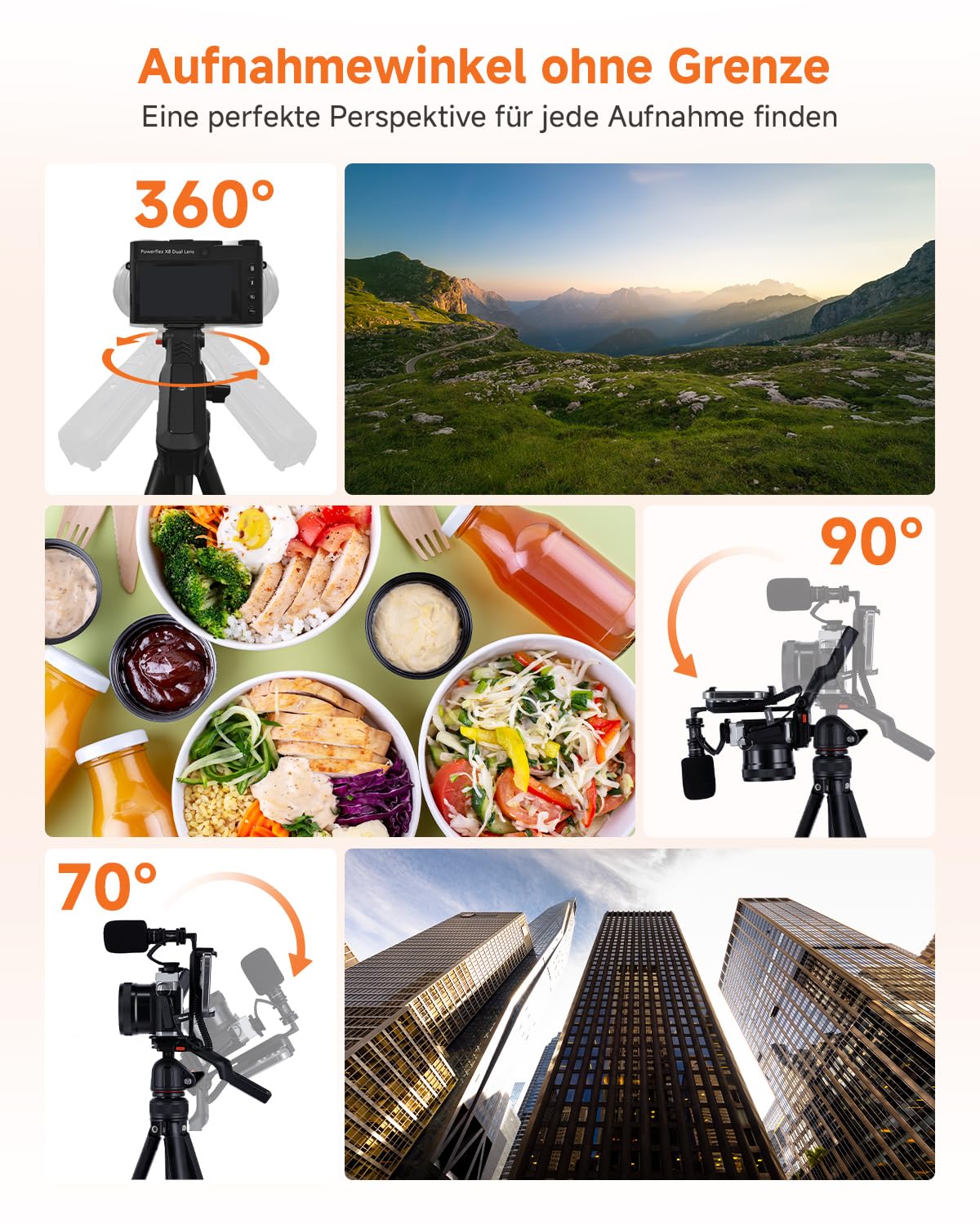 Rollei Compact Creator tripod camera, 152 cm travel tripod made of aluminum, lightweight and space-saving photo tripod with integrated mobile phone holder and remote shutter release for DSLR and mobile phone, camera tripod travel tripod - 26930