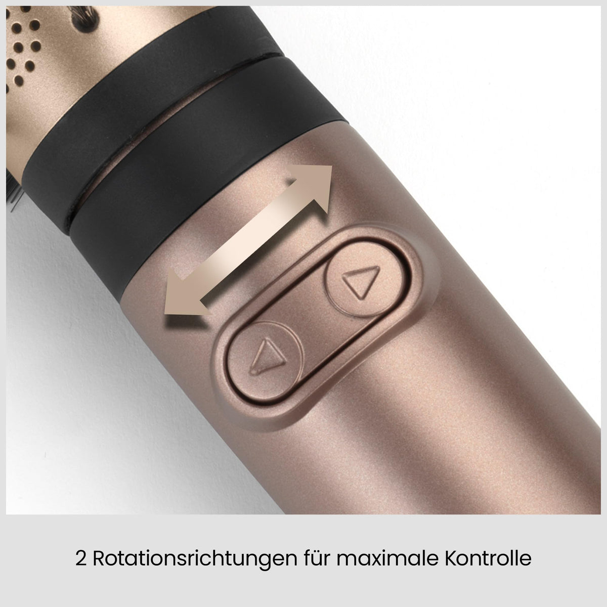 BaByliss Big Hair Dual Perie rotativă cu aer cald – Tehnologie cu ioni pentru anti-frizz, accesorii de 50mm și 40mm, 2 direcții de rotație, 2 setări de temperatură + buton de aer rece, champagne, AS952E